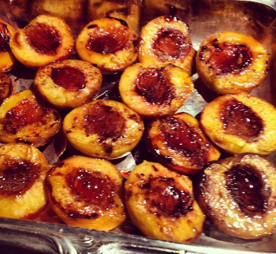 Roasted Peaches with Ginger & Maple Syrup